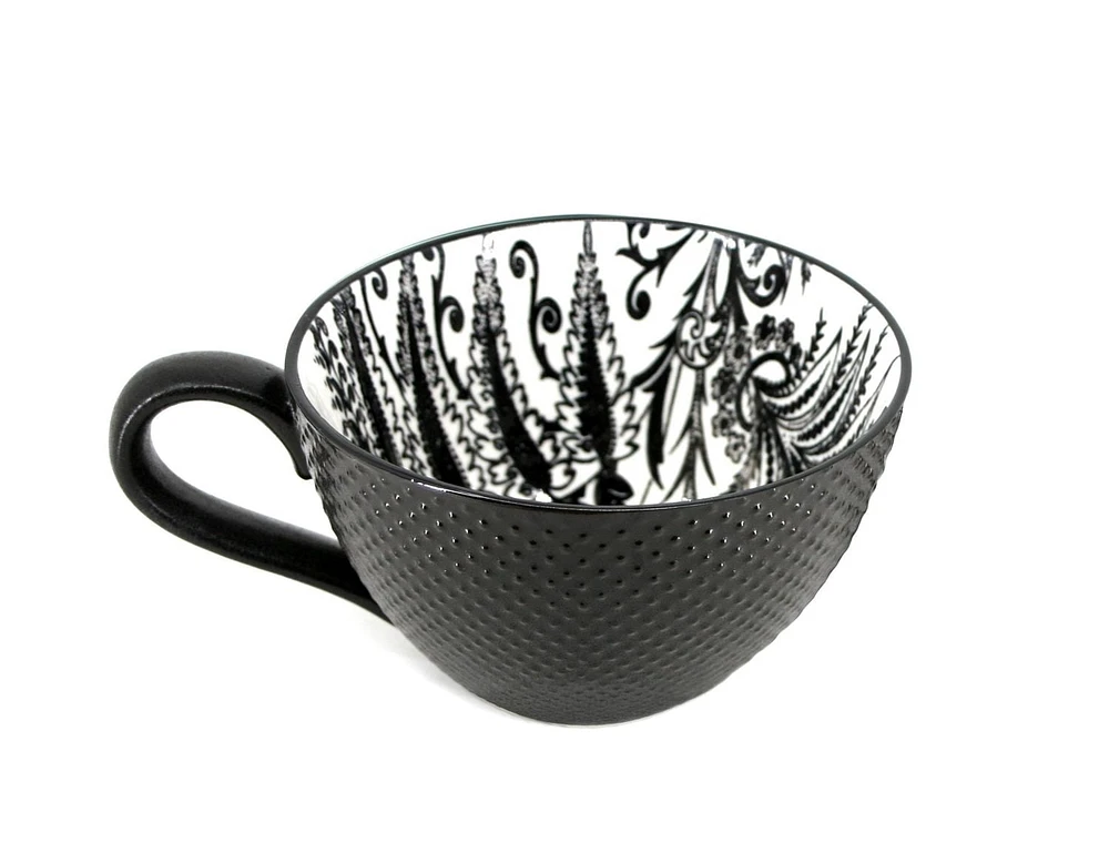 Ma Maison Tasse Fougère en Noir et Blanc Tasse 450ml (15oz)