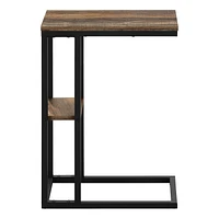 Monarch Specialties Table D'appoint, En Forme De C, Bout, Côté, Collation, Salon, Chambre À Coucher, Métal, Stratifié, Brun, Noir, Contemporain, Moderne