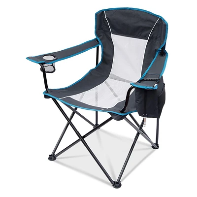Ozark Trail Oversized Mesh Chair with Cooler, Maximum Occupancy 1 Person, Color Grey, Polyester