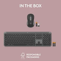 Logitech MK955 Signature Slim ensemble clavier et souris sans fil, pour grandes mains, frappe et clics discrets - Noir