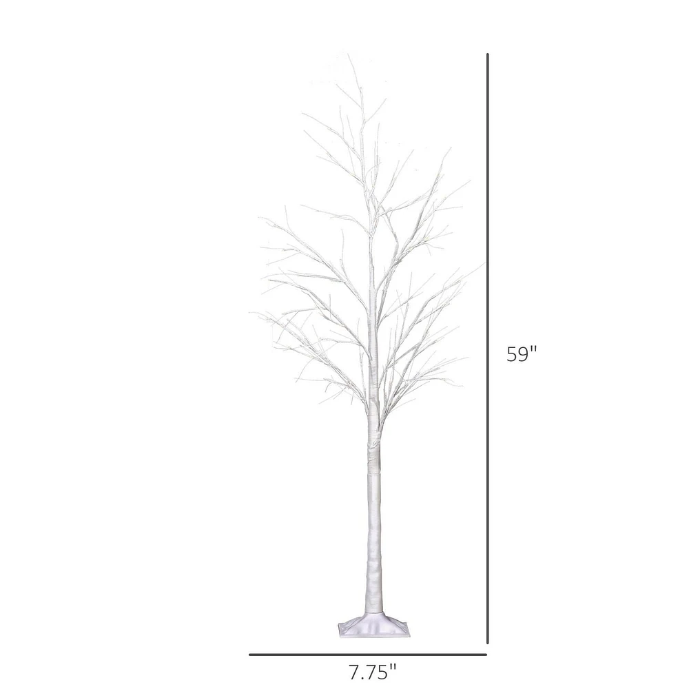 Outsunny 5FT Garden Birch Tree Light with 58 Warm LEDs and 8 Light Modes, DIY Artificial Tree Lamp for Outdoor and Indoor Birthday Wedding Party
