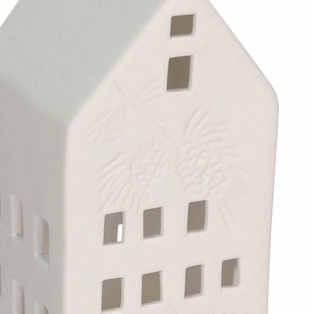 Holiday Time 6.5" LED  White Ceramic House Decor