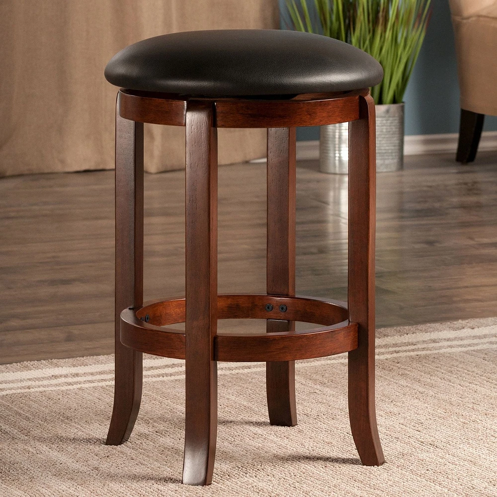 Winsome Tabouret de comptoir à siège pivotant Walcott, noir et noyer