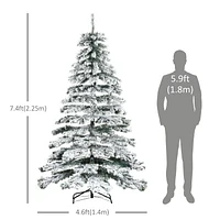 Homcom 2,1 m neige artificielle floqué sapin de Noël sapin de Noël maison de vacances décoration d'intérieur pour fête avec pieds pliables, vert