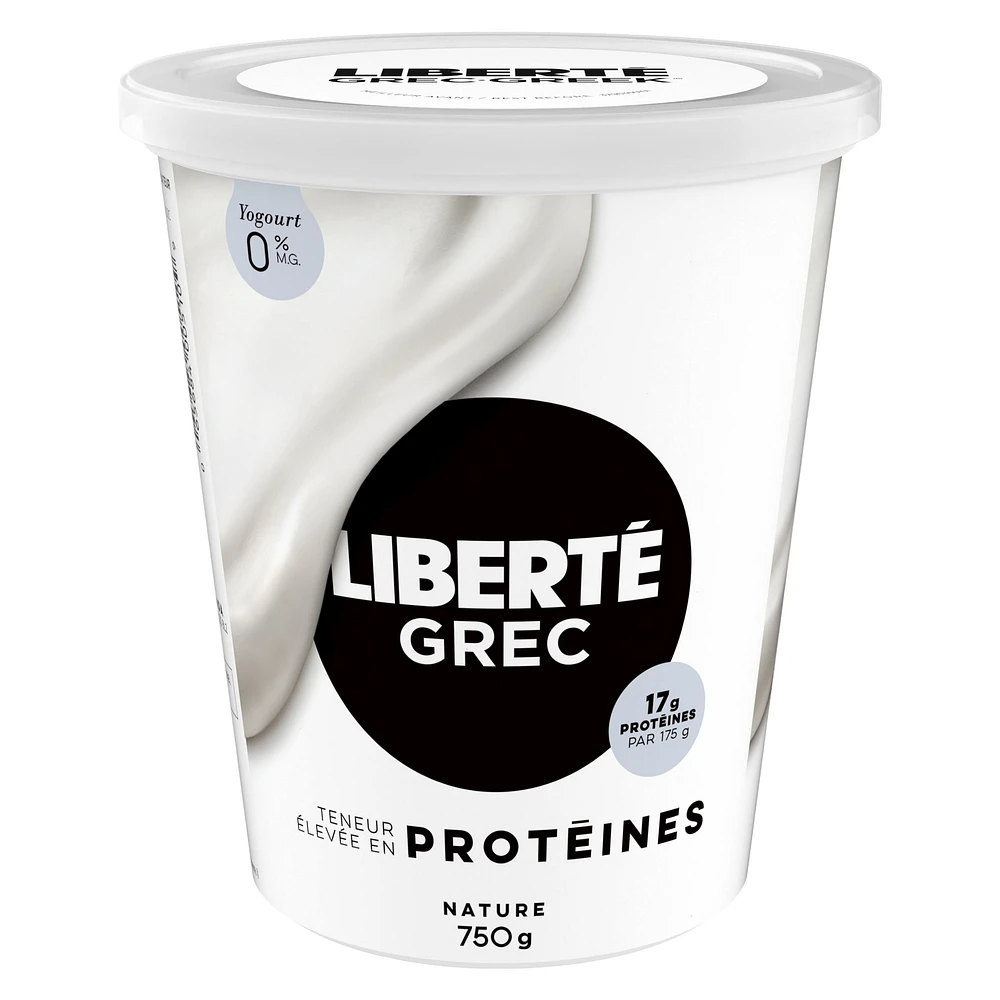 Liberté Grec Yogourt 0 %, Nature, Teneur élevée en protéines, 750 g 750g