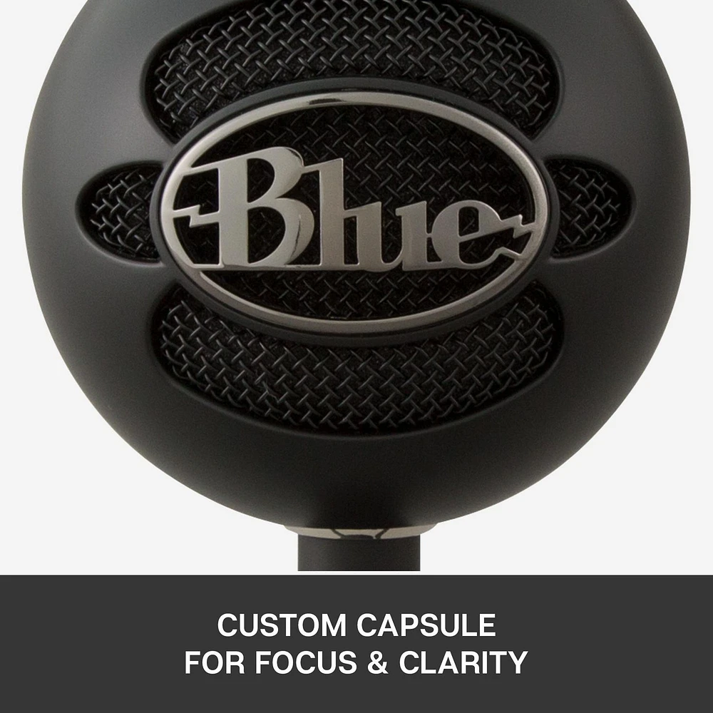 Blue Snowball iCE Plug 'n Play USB Microphone for Recording, Streaming, Podcasting, Gaming on PC and Mac, with Cardioid Condenser Capsule, Adjustable Desktop Stand and USB cable - Black