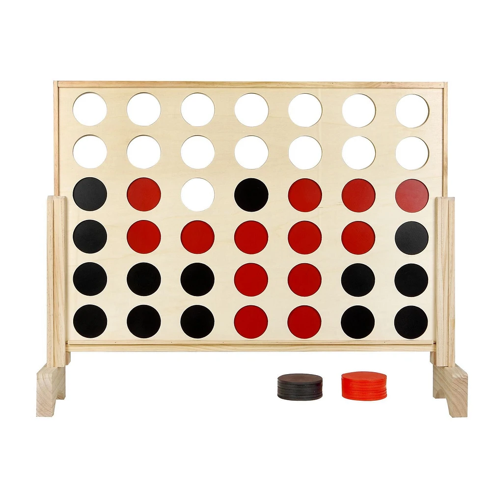 Hathaway Quattro 4 in A Row Board GAME with Solid Pinewood Frame And 42 Durable GAME Discs - 31.5-in L