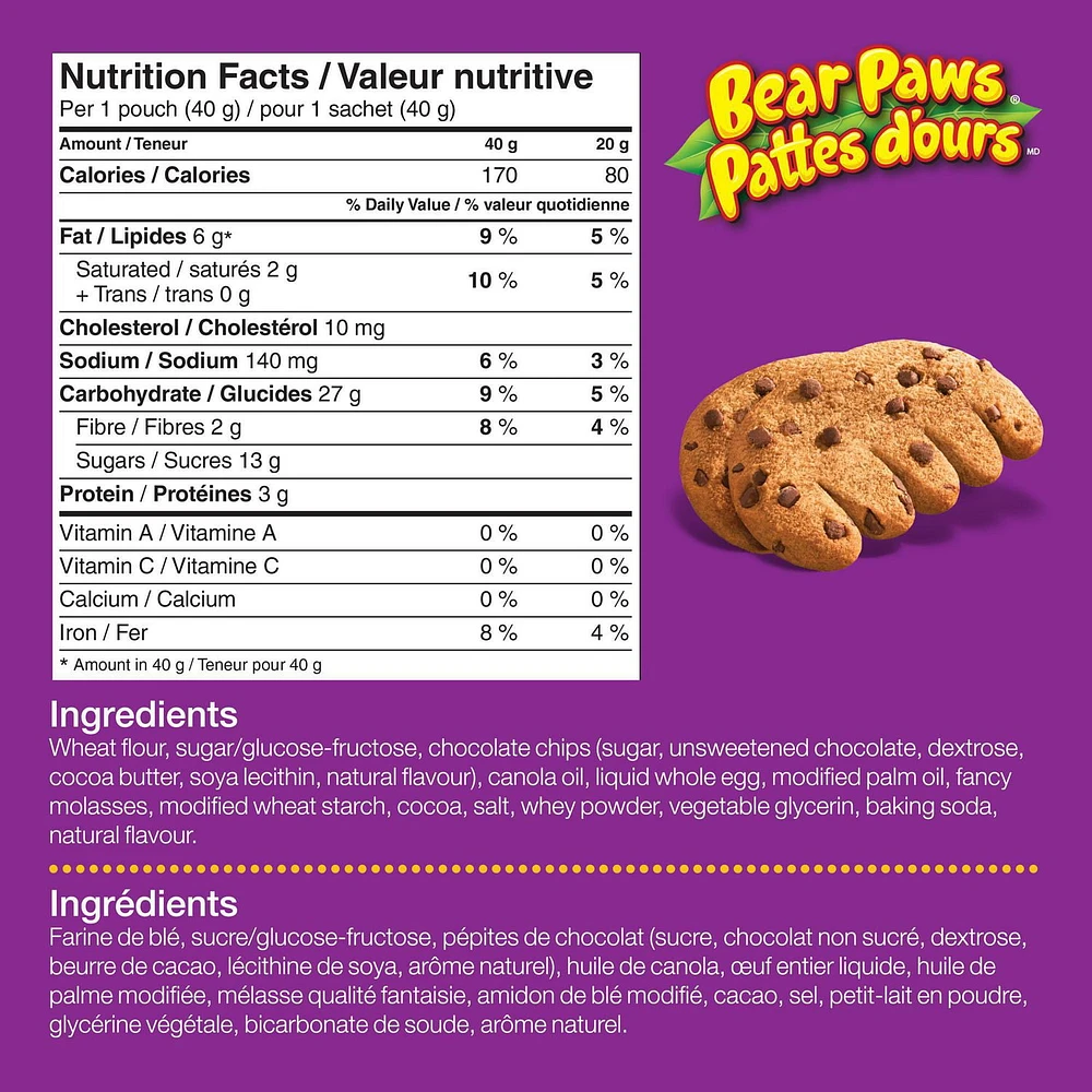 Bear Paws Chocolate Chip Family Pack, 480 g