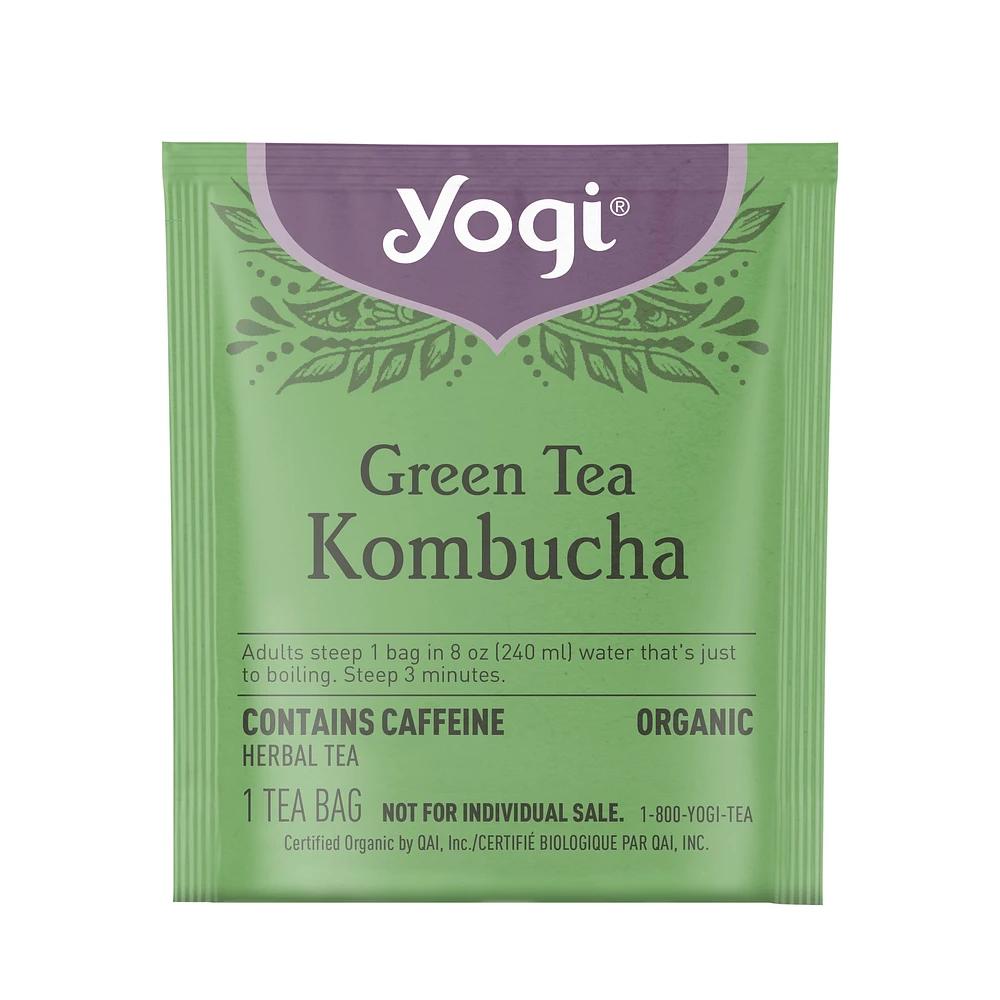 Yogi Green Tea Kombucha, Contains Caffeine Wellness Tea Bags, - 16 Count