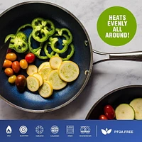 Granitestone 10" Blue Nonstick Frying Pan with Ultra Durable Mineral and Diamond Triple Coated 100% PFOA Free, Granitestone 10" Blue Nonstick Frying Pan