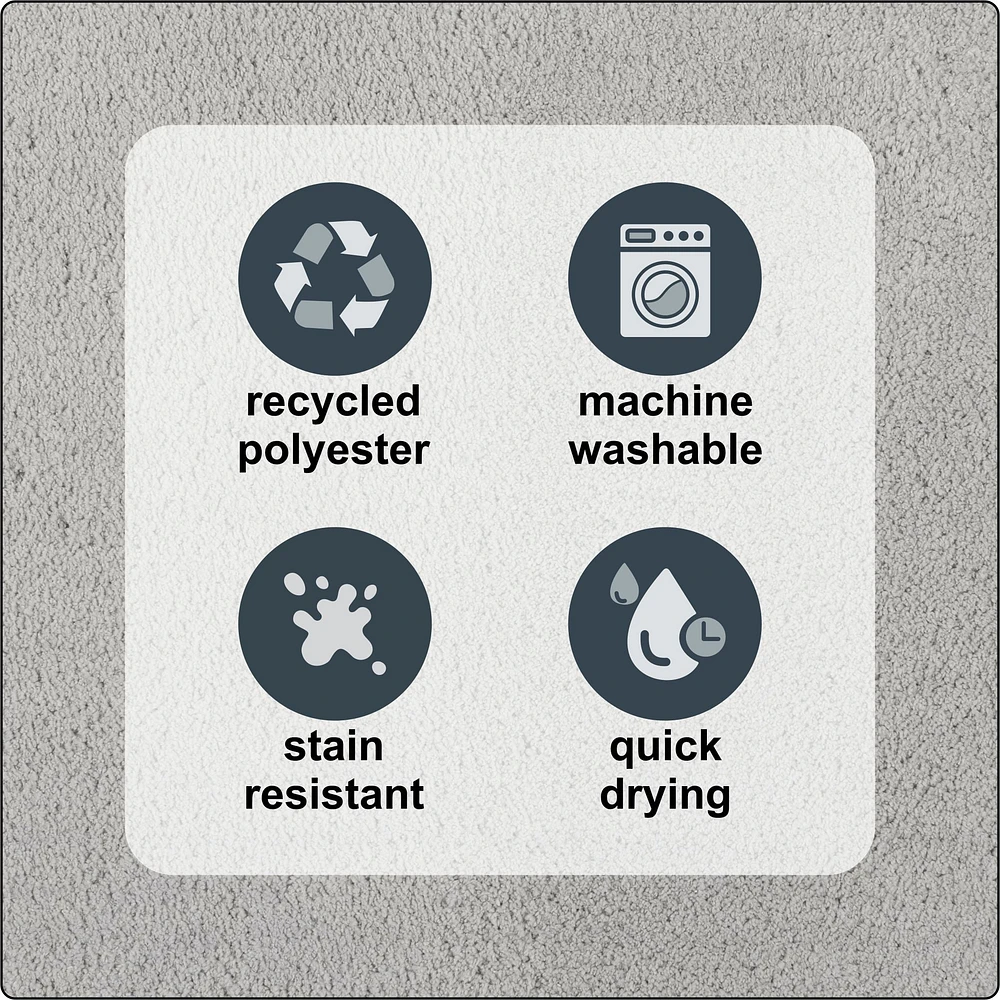 Tapis de bain en polyester gris clair uni 3K Hometrends Tapis bain antidérapant20x32"