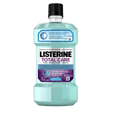Listerine Total Care Antiseptic Mouthwash for Sensitive Teeth, Clean Mint, 250 mL