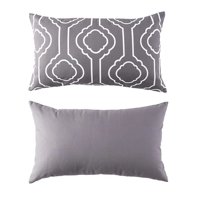Grey Solid & Geo Outdoor Lumbar Set (2 Pack)