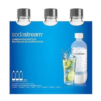 SodaStream bouteilles de gazéification grises de 1 L, Ens. de 3