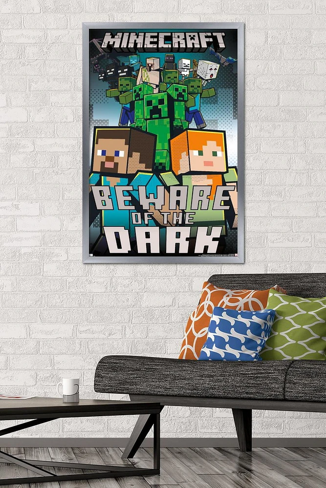 Minecraft - Beware Of The Dark Wall Poster with Magnetic Frame