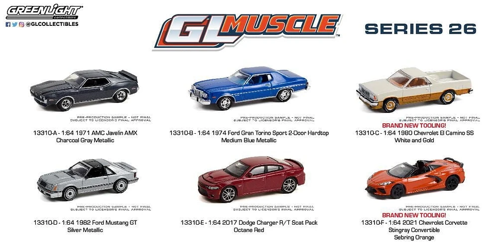 1:64 GreenLight Muscle Die-Cast Vehicles Series 26