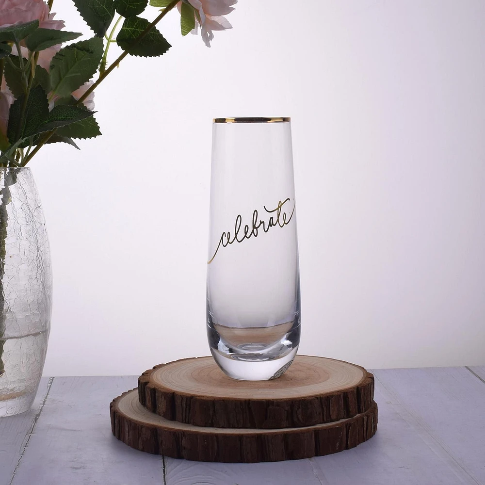 Glass Stemless Champagne Flutes Wine Glass Champagne Glasses Water Cup BPA-Free for Housewarming Friends clear glass