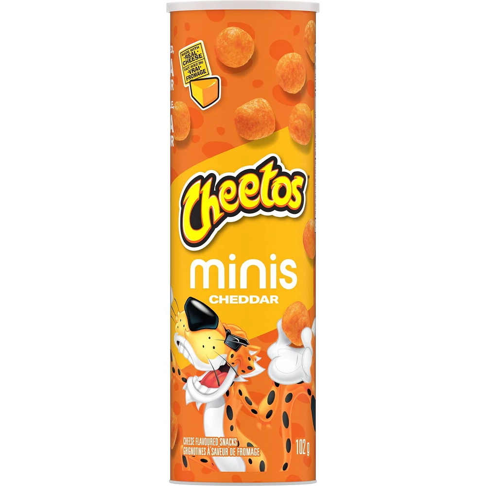 Cheetos Bites Minis Cheddar Cheese Flavoured Snacks - Canister, 102 g.