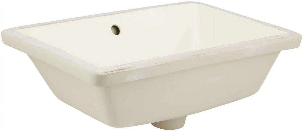 18.25-in. W Rectangle Bathroom Undermount Sink Set In Biscuit - Chrome Hardware - Overflow Drain Incl. AI-20589