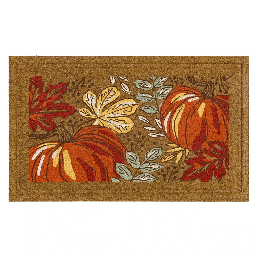 Tapis d’entrée Chalet et citrouilles en fibre de coco synthétique de Mohawk Home, orange, 46 cm x 76 cm (18 po x 30 po)