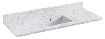 47.5-in. W 18.25-in. D Quartz Top With Backsplash In Bianca Carara Color For 3H4-in. Faucet - White UM Sink AI-19323