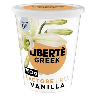 Liberté Greek 0% Lactose Free Yogurt, Vanilla, High Protein, 1 kg, 750 g