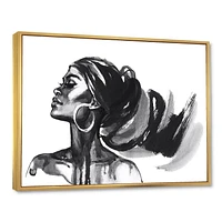 Designart Portrait monochrome de femme afro-américaine IV ART MURAL À CADRE FLOTTÉ