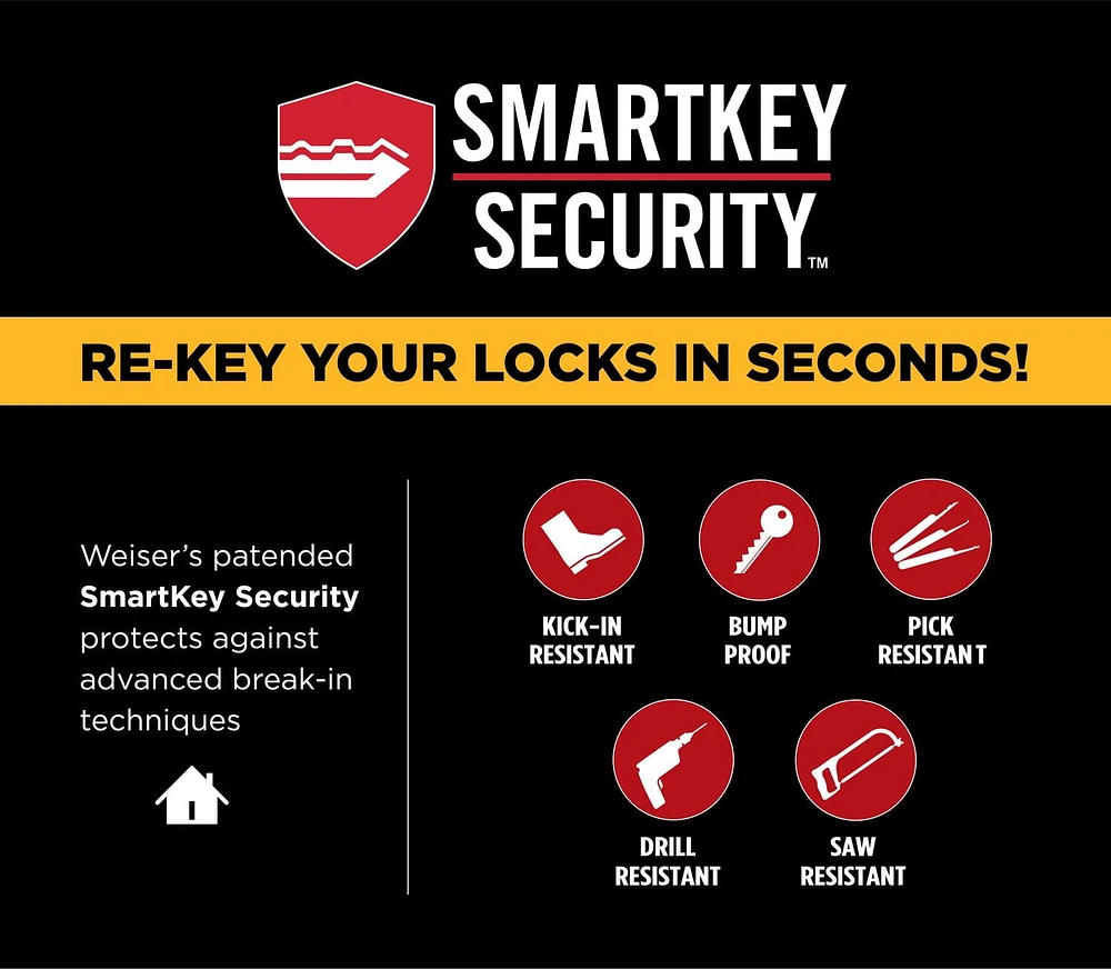 Serrure électronique traditionnelle Weiser SmartCode 10, nickel satiné
