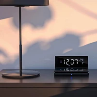 Westclox Wireless Charging Digital Alarm Clock with USB Port and Large LED Display with Day, Date and Temperature