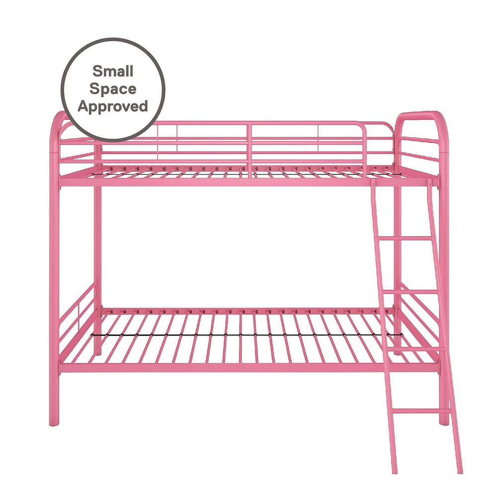 DHP Dusty Metal Bunk Bed, Pink