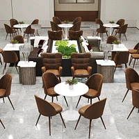 Ensemble de salle à manger 3 pièces Homy Casa avec table ronde blanche et 2 chaises rembourrées pour cuisine et salle à manger