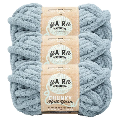 Lion Brand AR Workshop Chunky Knit Fog Yarn #7 Jumbo Polyester Chenille Yarn 226g /26m 3-Pack
