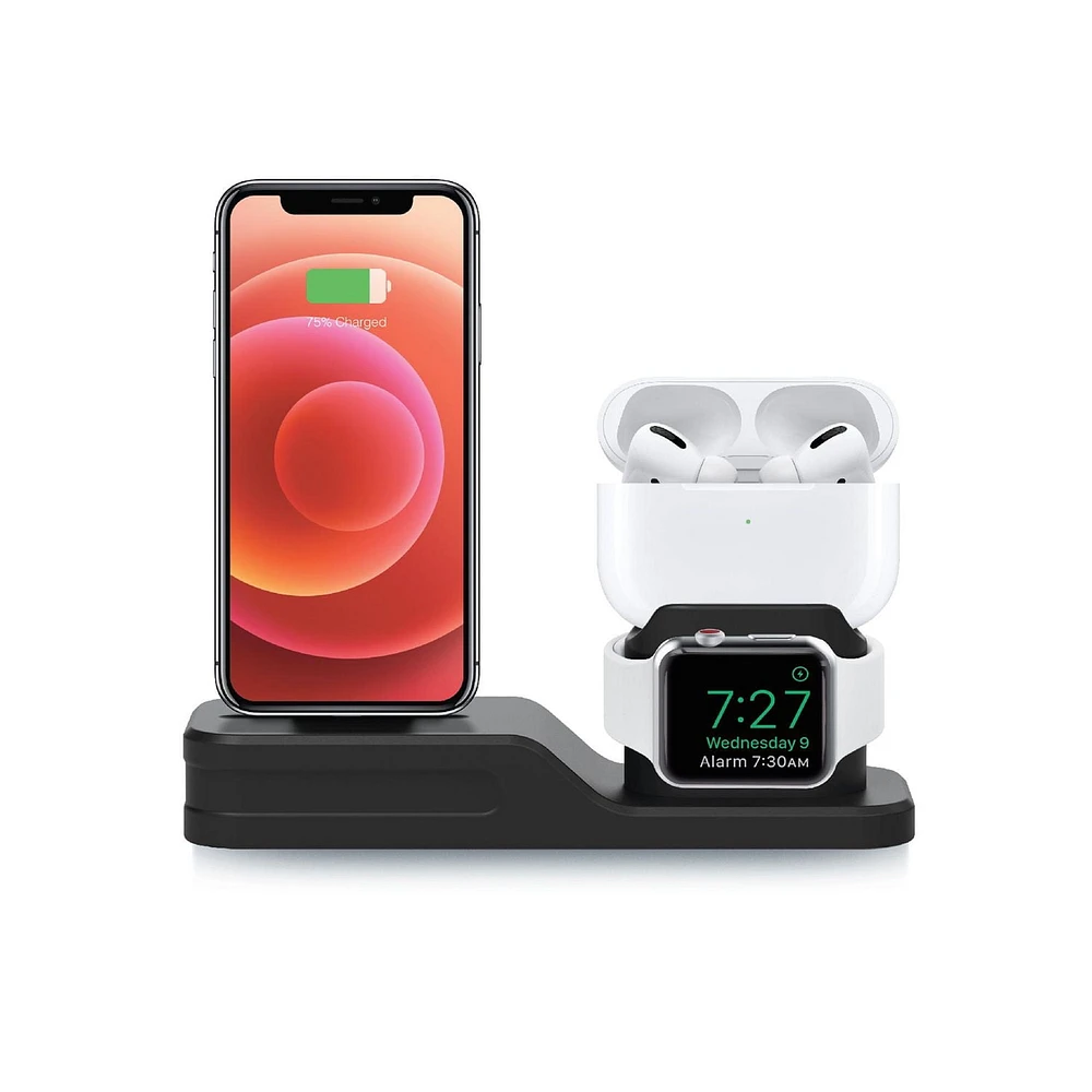 Merkury Innovations Station de charge de bureau en silicone 3-en-1, Station de charge 3-en-1