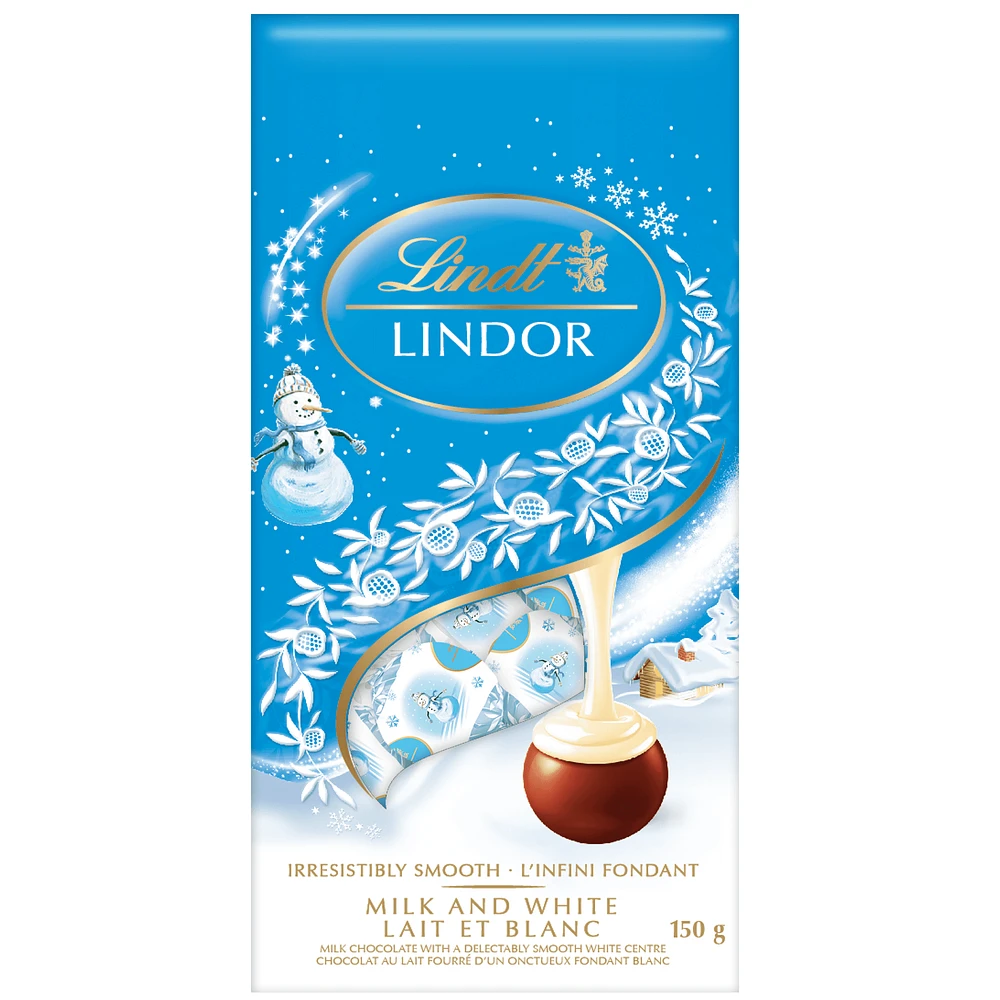 Lindt LINDOR Snowman Milk and White Chocolate Truffles, 150-Gram Bag, 150 g