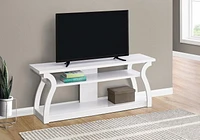 Monarch Specialties Tv Stand, 60 Inch, Console, Media Entertainment Center, Storage Shelves, Living Room, Bedroom, Laminate, White, Contemporary, Modern