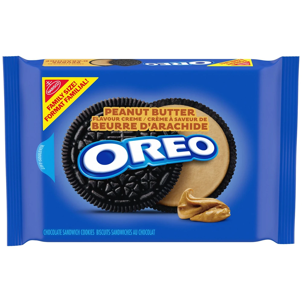 Oreo Biscuits-sandwiches au chocolat et à la crème à saveur de beurre d'arachide Format familial 486 g