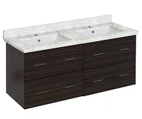 American Imaginations 47.5-in. W Wall Mount Dawn Grey Vanity Set For 1 Hole Drilling Bianca Carara Top White UM Sink AI-18877