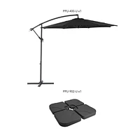 Parasol de terrasse inclinable en porte-à-faux CorLiving de 9,5 pieds avec cadre en acier, 8 bras de support et poids de base inclus