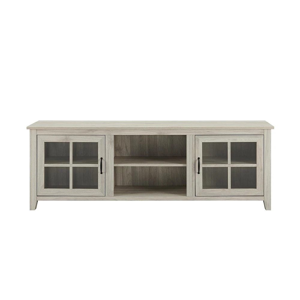 Console de télévision à porte en verre de 177,8 cm (70 po) - Bouleau