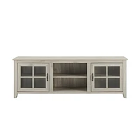 Console de télévision à porte en verre de 177,8 cm (70 po) - Bouleau