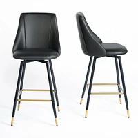 Ensemble de 4 tabourets de bar d'extérieur réglables en hauteur avec cadre en acier industriel et siège en MDF résistant à l'humidité – Options noyer/chêne