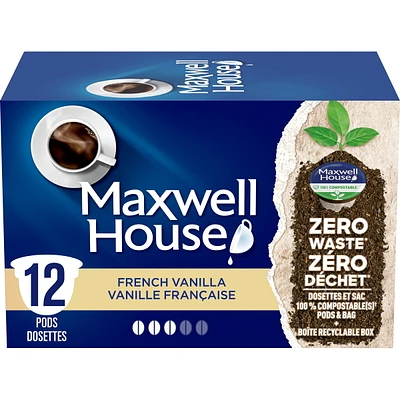 Maxwell House French Vanilla Coffee 100% Compostable Pods, 12 Pods, 108g