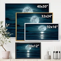 Designart Super lune sur la mer I ART MURAL À CADRE FLOTTÉ
