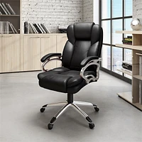 Leon Black Soft Fabric Upholstered Modern Executive Office Chair