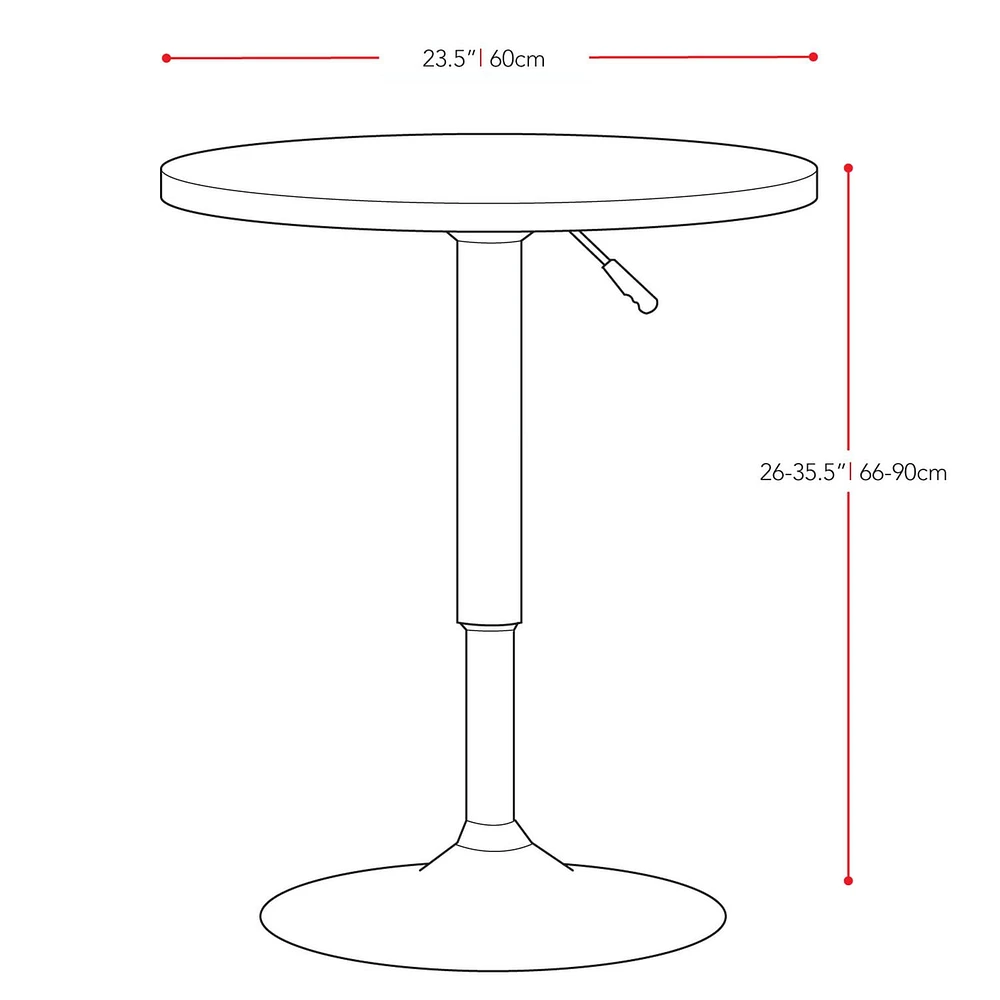 Table de bar ronde réglable et pivotante avec base en métal Maya