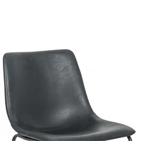 Modern Ani Armless Dining Chairs in Black PU Leather – Upholstered, Sleek Mid-Century Design, Sturdy Build Set of 4