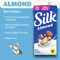 Silk Almond Milk Alternative, Unsweetened, Dairy Free, Shelf Stable, 946 mL