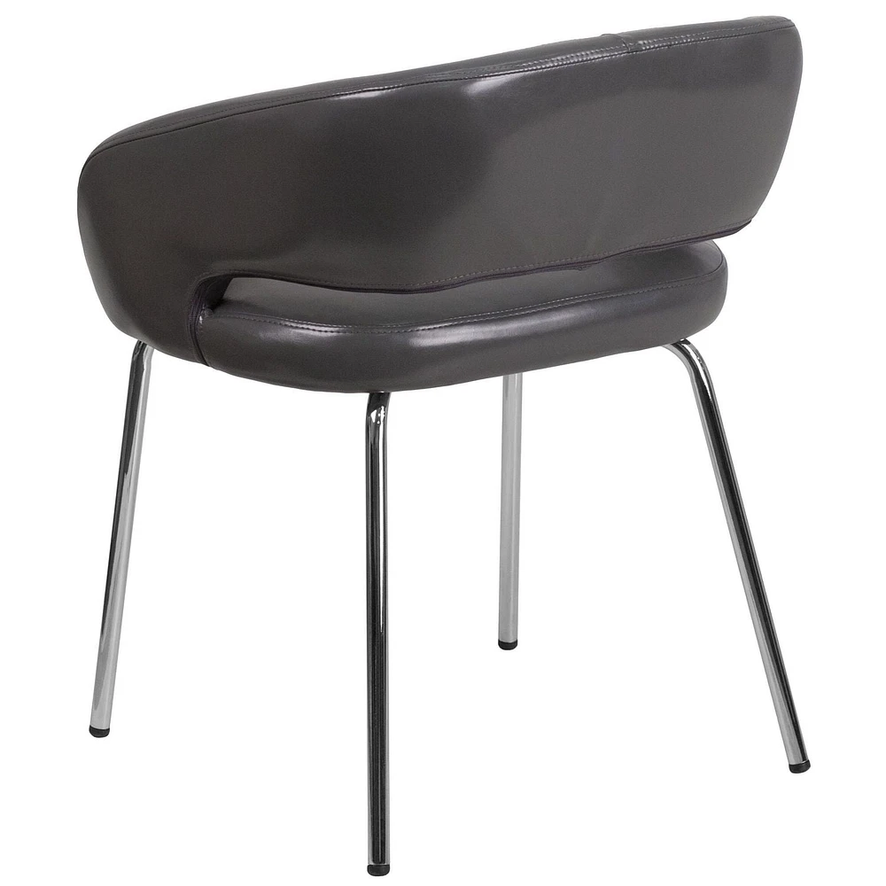 Chaise de réception contemporain auxiliaire en cuir gris de la série Fusion