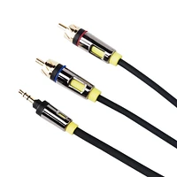 onn. 6 FT./1.8 m 3.5 mm to 2-Male RCA Audio Cable with Gold Contacts, Reliable Connection