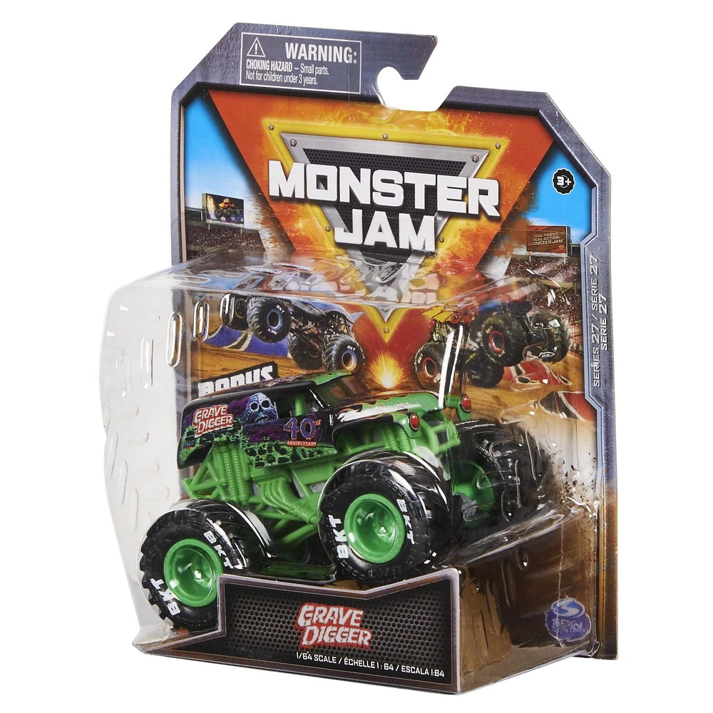 Monster Jam, Official Grave Digger Monster Truck, Die-Cast Vehicle, 1:64 Scale, Kids Toys for Boys Ages 3 and up